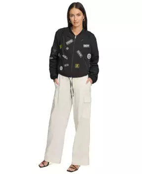 Женская бомбер-куртка с логотипом DKNY, черный