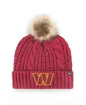Женская бордовая вязаная шапка с манжетами и помпоном Meeko Washington Commanders Logo '47 Brand, красный