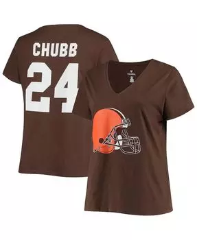 Женская брендовая футболка размера плюс с v-образным вырезом Nick Chubb Brown Cleveland Browns Fanatics, коричневый