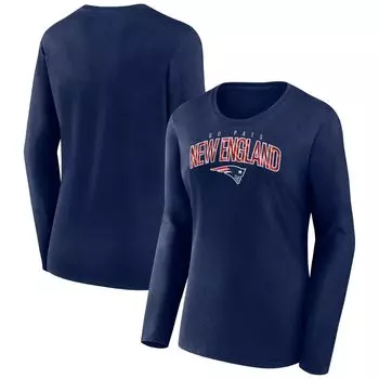 Женская брендовая темно-синяя футболка Fanatics New England Patriots размера плюс с круглым вырезом и длинными рукавами Fanatics