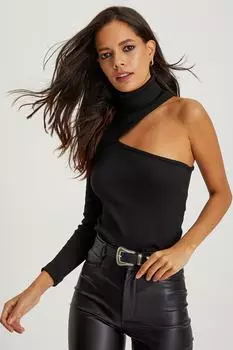 Женская черная блузка-бретелька с одним рукавом EY1432 Cool & Sexy, черный