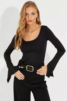 Женская черная блузка с испанскими рукавами и завязкой сзади EY2581 Cool & Sexy, черный