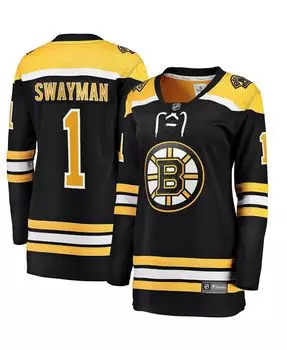 Женская черная домашняя футболка с логотипом Jeremy Swayman Boston Bruins 2017/18 Fanatics, черный