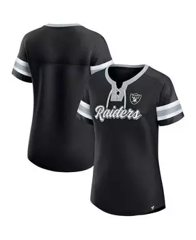 Женская черная фирменная футболка больших размеров Original State на шнуровке Las Vegas Raiders Fanatics, черный
