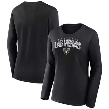 Женская черная фирменная футболка Fanatics Las Vegas Raiders размера плюс с круглым вырезом и длинными рукавами Fanatics