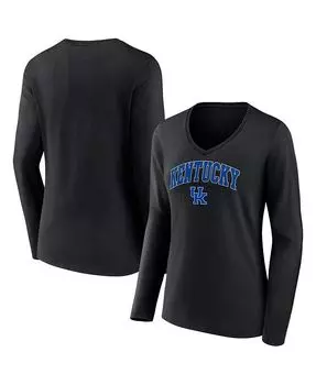 Женская черная фирменная футболка Kentucky Wildcats Evergreen Campus с длинными рукавами и v-образным вырезом Fanatics, черный