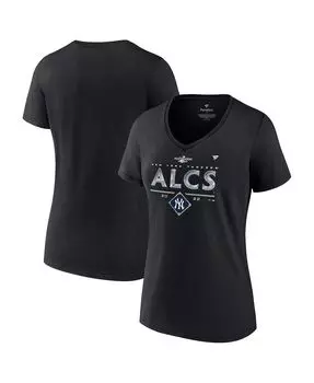 Женская черная фирменная футболка с v-образным вырезом New York Yankees 2022 Division Series Winner Locker Room Fanatics, черный
