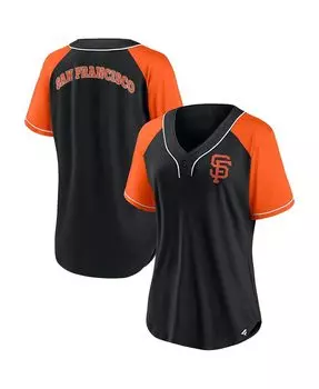 Женская черная фирменная футболка San Francisco Giants Ultimate Style с v-образным вырезом реглан Fanatics, черный