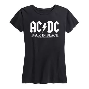 Женская черная футболка ACDC Back In с рисунком Licensed Character, черный