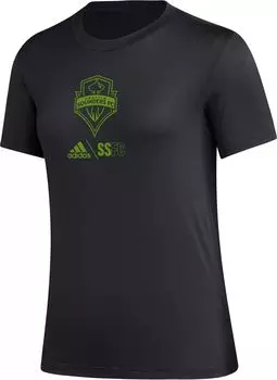 Женская черная футболка Adidas Seattle Sounders Icon