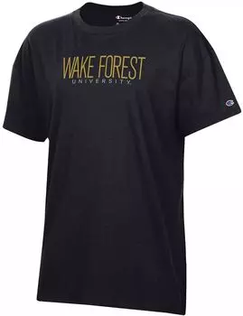 Женская черная футболка Champion Wake Forest Demon Deacons