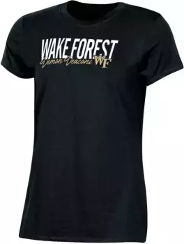 Женская черная футболка Champion Wake Forest Demon Deacons с надписью
