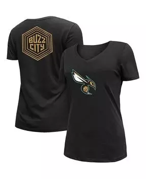 Женская черная футболка Charlotte Hornets 2022/23 City Edition с v-образным вырезом New Era, черный
