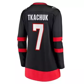 Женская черная футболка Fanatics Branded Brady Tkachuk Ottawa Senators Home 2020/21 Premier Breakaway Player Fanatics