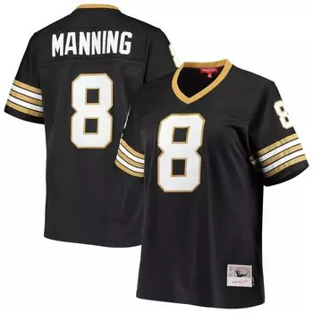 Женская черная футболка Mitchell & Ness Archie Manning New Orleans Saints 1979 Legacy Replica