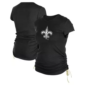 Женская черная футболка New Era New Orleans Saints со сборками по бокам, цвет Snt Black