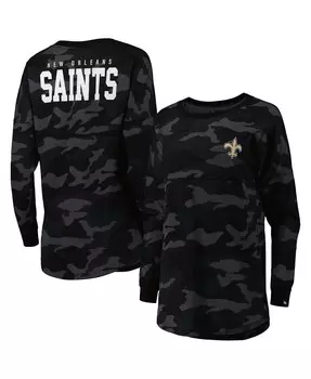 Женская черная футболка New Orleans Saints Camo с длинным рукавом New Era, черный