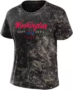 Женская черная футболка НХЛ Washington Capitals Bleach Dye