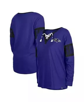 Женская черная футболка с длинным рукавом и шнуровкой Baltimore Ravens New Era, фиолетовый