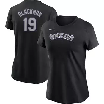 Женская черная футболка с именем и номером Nike Charlie Blackmon Colorado Rockies Nike