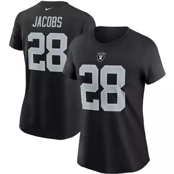 Женская черная футболка с именем и номером Nike Josh Jacobs Las Vegas Raiders Nike