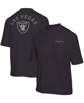 Женская черная футболка с коротким рукавом с воротником-стойкой Las Vegas Raiders Junk Food, черный