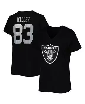 Женская черная футболка с логотипом Darren Waller Las Vegas Raiders размера плюс с именем и номером игрока с v-образным вырезом Fanatics, черный