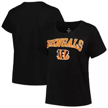 Женская черная футболка с логотипом Fanatics Cincinnati Bengals Arch Over Logo, большие размеры, цвет Bng Black