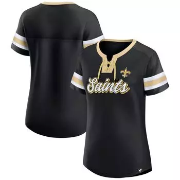 Женская черная футболка с логотипом Fanatics New Orleans Saints Original State на шнуровке Fanatics