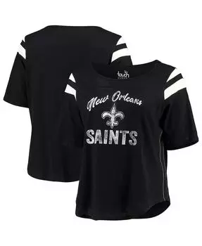 Женская черная футболка с половиной рукавов New Orleans Saints Plus Size Curve Touch, черный