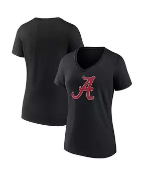 Женская черная футболка с v-образным вырезом и логотипом Alabama Crimson Tide Evergreen Fanatics, черный