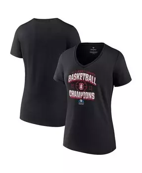 Женская черная футболка с v-образным вырезом Stanford Cardinal 2022 PAC-12 Women Basketball Conference Tournament Champions Fanatics, черный