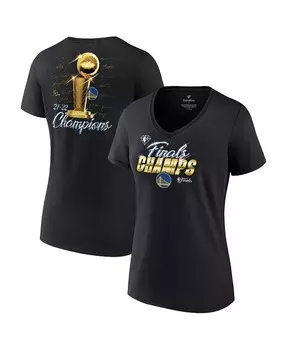 Женская черная футболка с v-образным вырезом и фирменным логотипом Golden State Warriors 2022 NBA Finals Champions Fanatics, черный