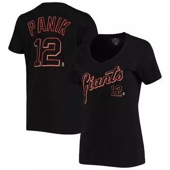Женская черная футболка с V-образным вырезом и названием 5th & Ocean от New Era Joe Panik San Francisco Giants New Era