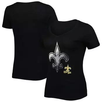 Женская черная футболка с v-образным вырезом New Era New Orleans Saints Ink Dye Sideline New Era