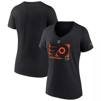 Женская черная футболка с v-образным вырезом с логотипом Fanatics Philadelphia Flyers Authentic Pro Core Collection Fanatics