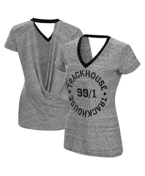 Женская черная футболка с запахом на спине Heather TRACKHOUSE RACING Halftime Touch