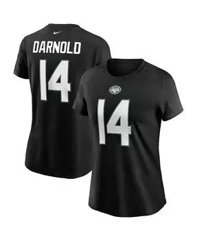 Женская черная футболка sam darnold new york jets с именем и номером Nike, черный