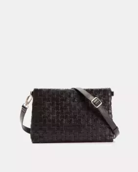 Женская черная кожаная плетеная сумка через плечо Farrutx, черный