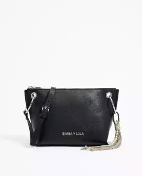 Женская черная кожаная сумка через плечо трапеции среднего размера Bimba y Lola, черный