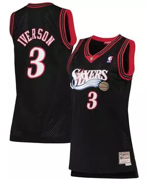 Женская черная майка Allen Iverson Philadelphia 76ers Hardwood Classics Swingman Mitchell & Ness, черный