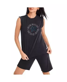 Женская черная майка Miami Marlins Madison Tri-Blend DKNY, черный