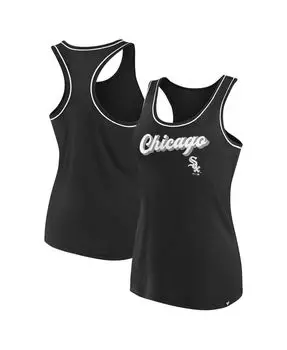 Женская черная майка с фирменным логотипом Chicago White Sox и логотипом Racerback Fanatics, черный