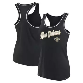 Женская черная майка с фирменным логотипом Fanatics New Orleans Saints и логотипом Racerback с овальным вырезом Fanatics