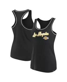 Женская черная майка с фирменным логотипом Los Angeles Lakers и логотипом Racerback Fanatics, черный