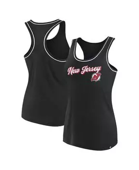 Женская черная майка с фирменным логотипом New Jersey Devils с логотипом Racerback и овальным вырезом Fanatics, черный