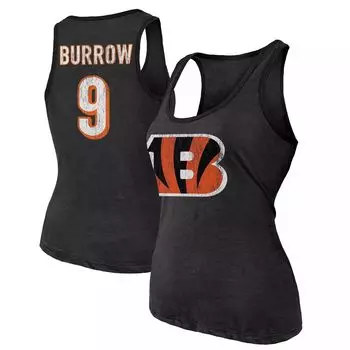 Женская черная майка с принтом Fanatics Cincinnati Bengals из трехцветной смеси с именем и номером