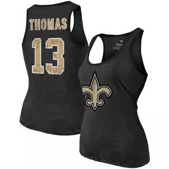 Женская черная майка с принтом Fanatics New Orleans Saints из трехслойной смеси с именем и номером Majestic