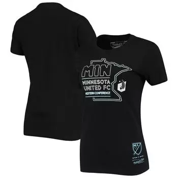 Женская черная неоновая футболка Mitchell & Ness Minnesota United FC Local Neon State