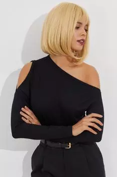 Женская черная открытая блузка на одно плечо EY1549 Cool & Sexy, черный